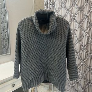 Grey ribbed cowlneck sweater
